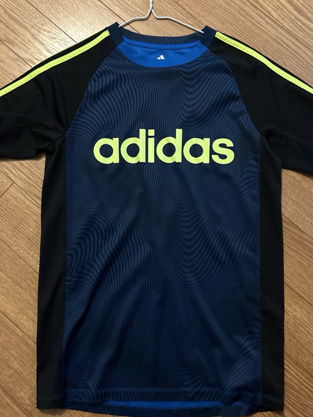 adidas youth Navy/black soccer shirt with Neon Yellow Logo